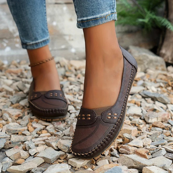 Loafers For Women | Perforated Closed Toe Slip-On