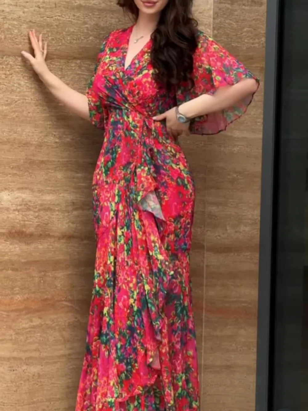 Women’s Dress | Retro Floral Wrap Maxi