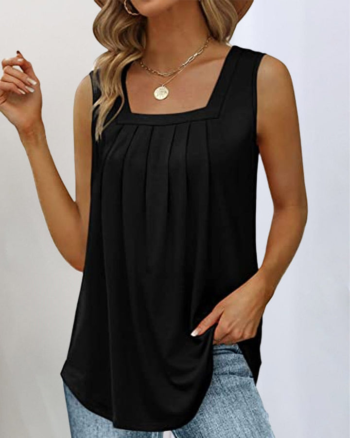 Women’s Top | Square Neck Pleated Front
