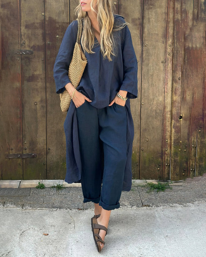 Women's Two-Piece Set  | Loose Fit Top Wide Pants