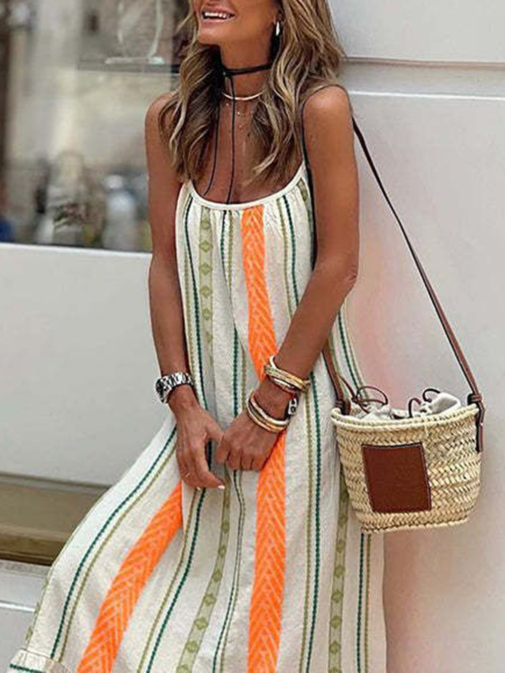 Women's Midi Sundress | A-Line Spaghetti Strap