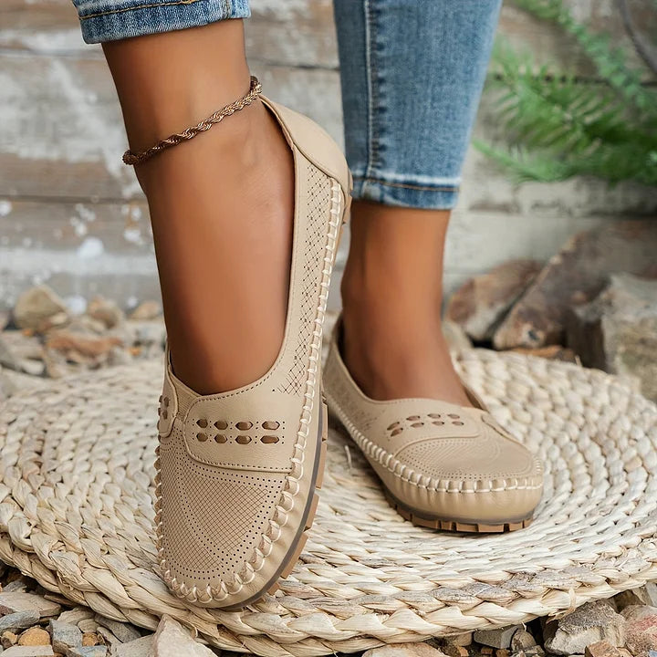 Loafers For Women | Perforated Closed Toe Slip-On