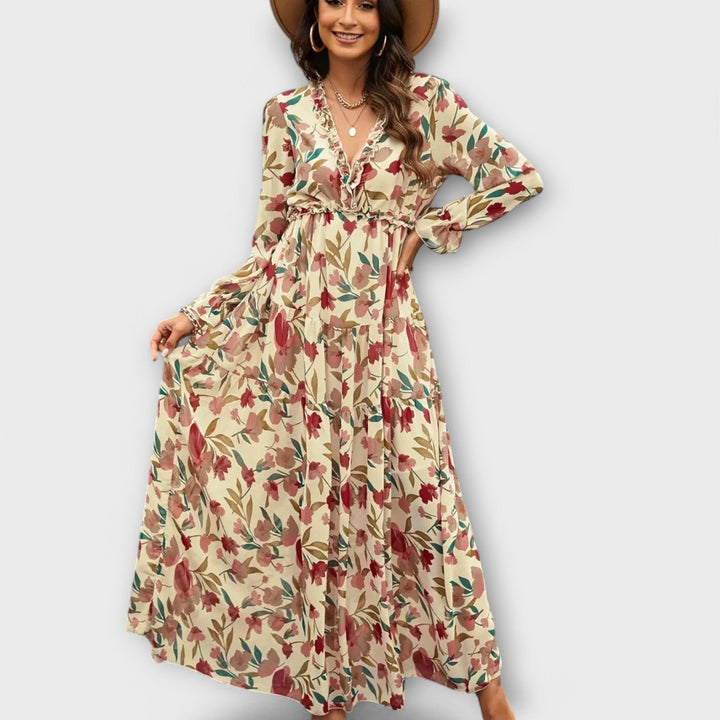 Women's Floral Maxi Dress | Pleated