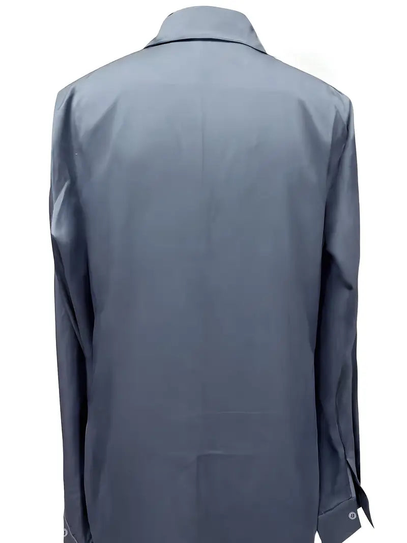 Women’s Blouse | Long Sleeve Collared V-Neck