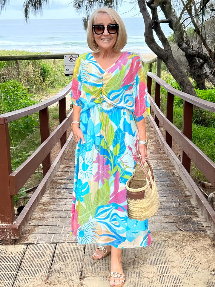 Women's Boho Maxi Dress | V-Neck Smocked