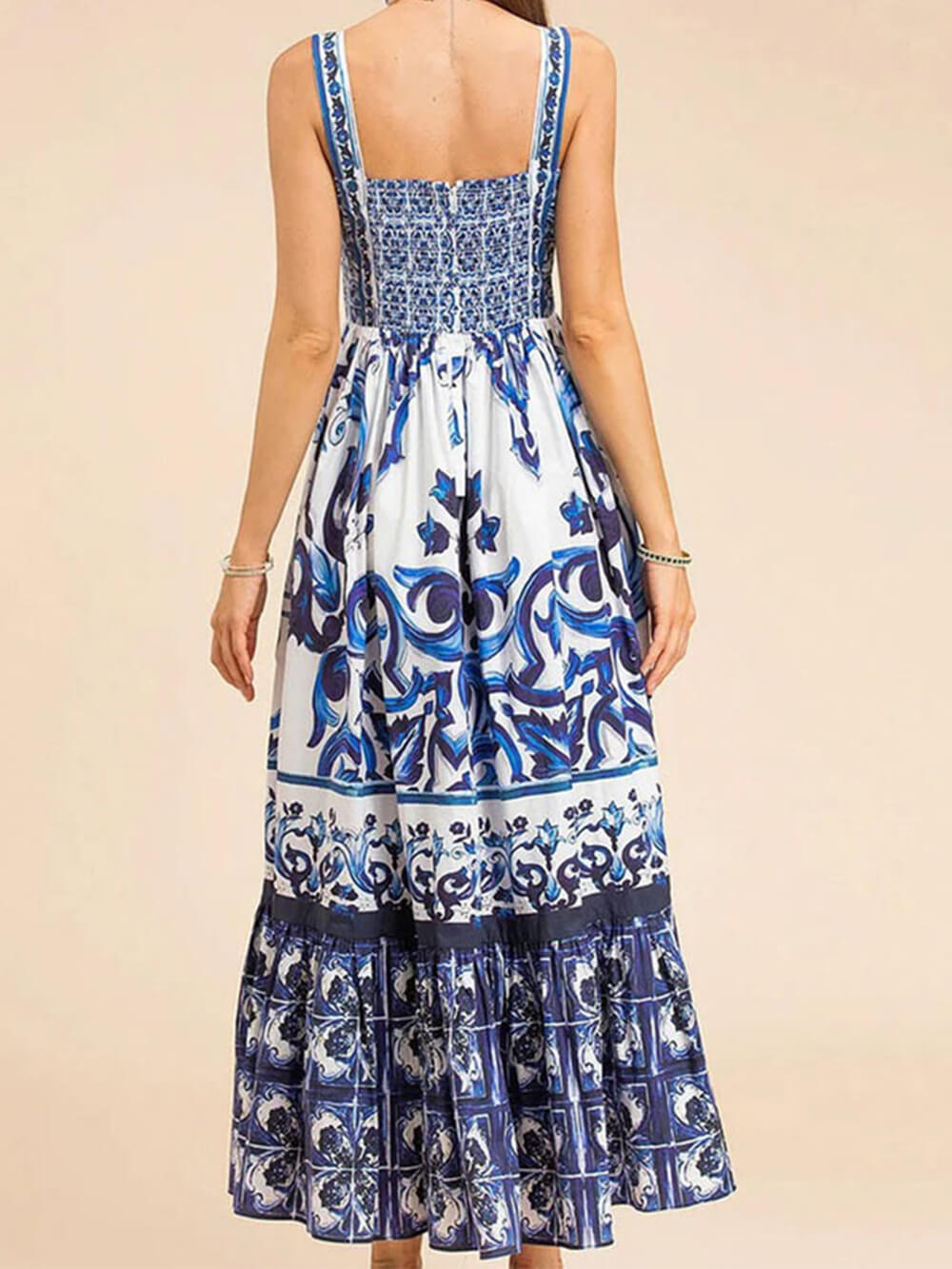 Women's Boho Midi Dress | Square Neck Tiered