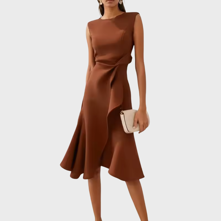 Women's Dress | Ruffle Hem Wrap Detail Midi