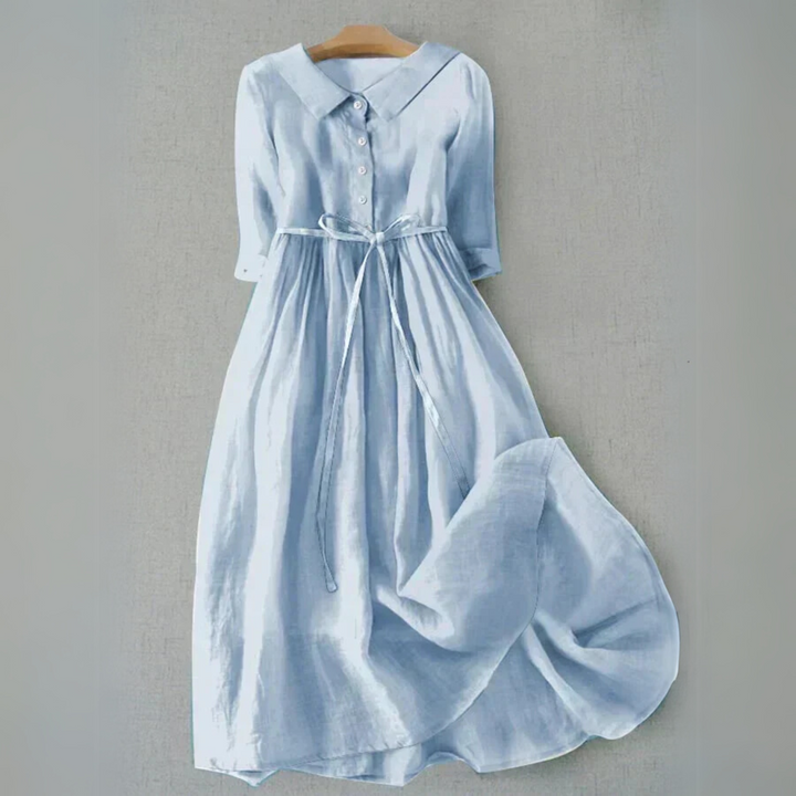 Women's Casual Dress | Gathered Waist Seam Midi