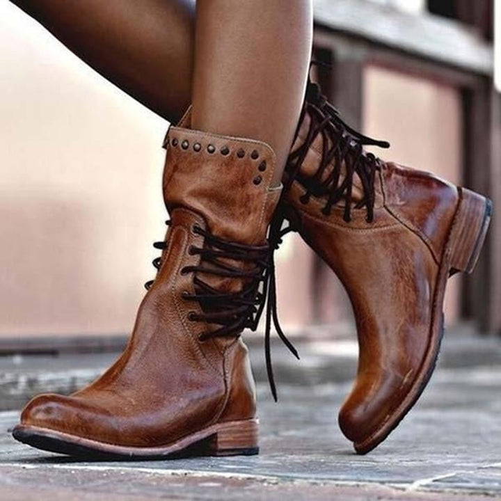 Boots For Women | Ankle Lace Up With Low Block Heel