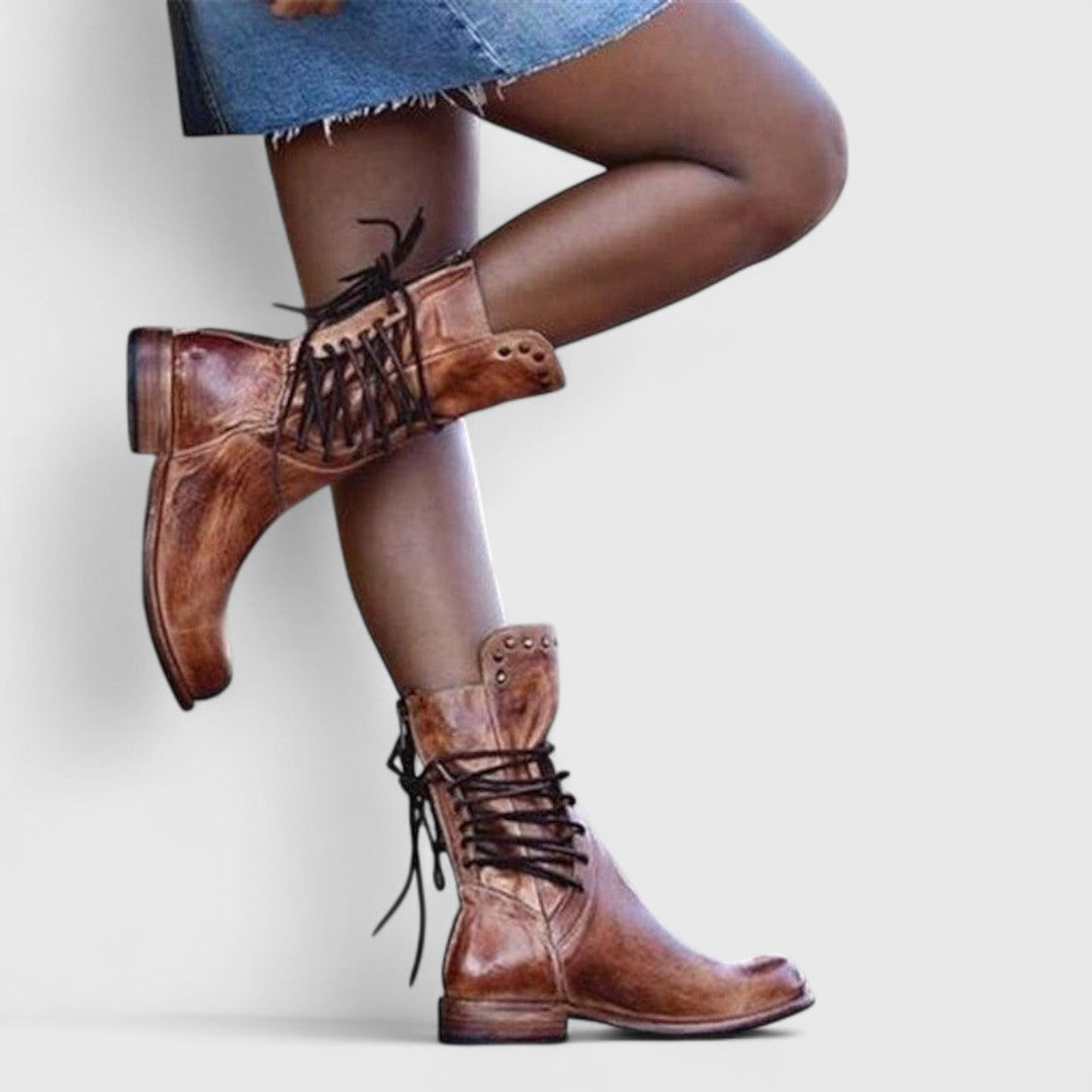 Boots For Women | Ankle Height Lace-Up With Stud Detail