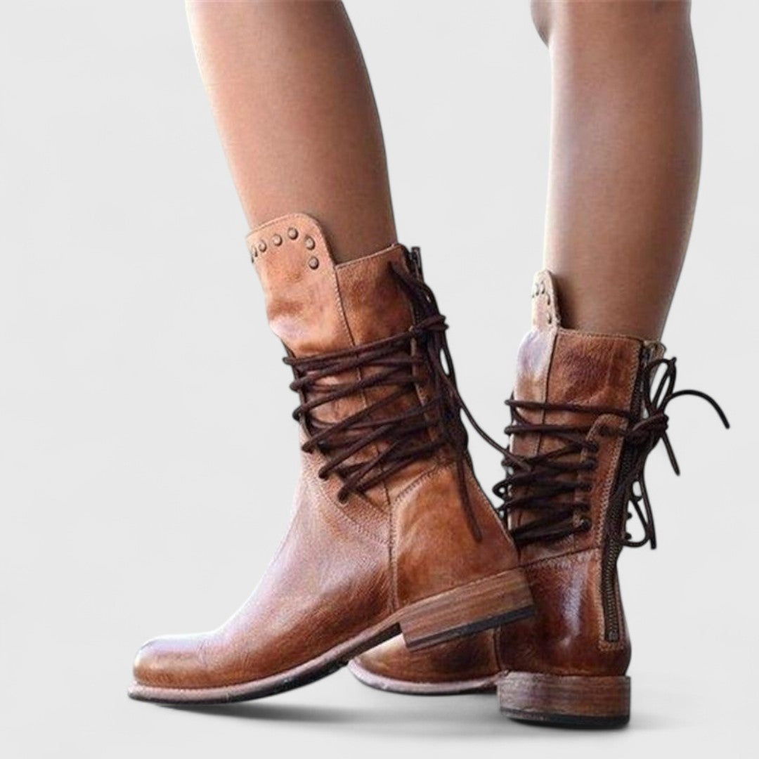 Boots For Women | Ankle Height Lace-Up With Stud Detail