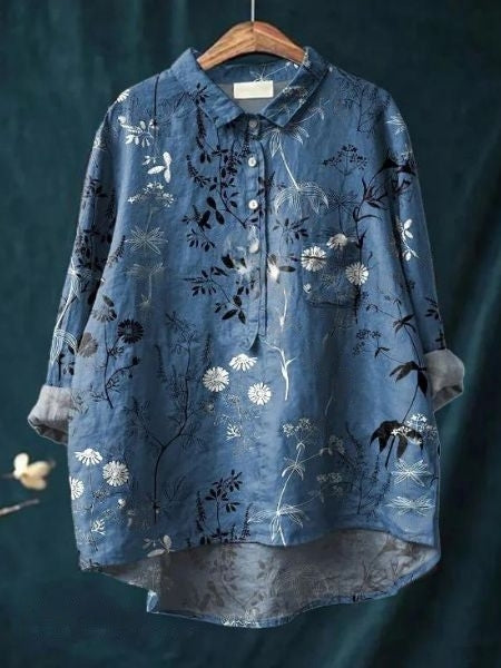 Women's Blouse | Abstract Floral Print Button Front