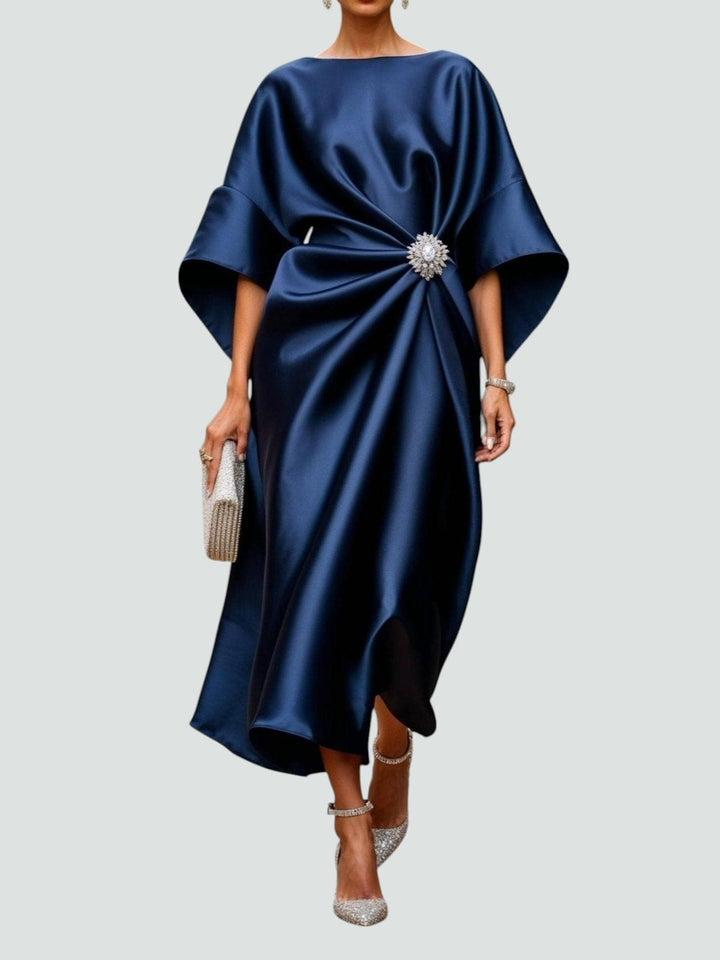 Women's Dress | Draped Midi Batwing Sleeve