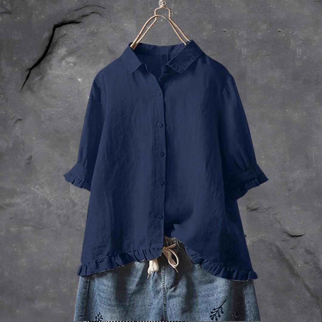 Women’s Blouse | Collared Ruffled Hem