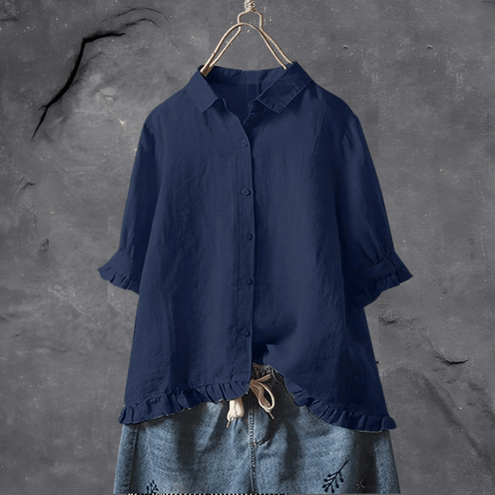 Women’s Blouse | Collared Ruffled Hem