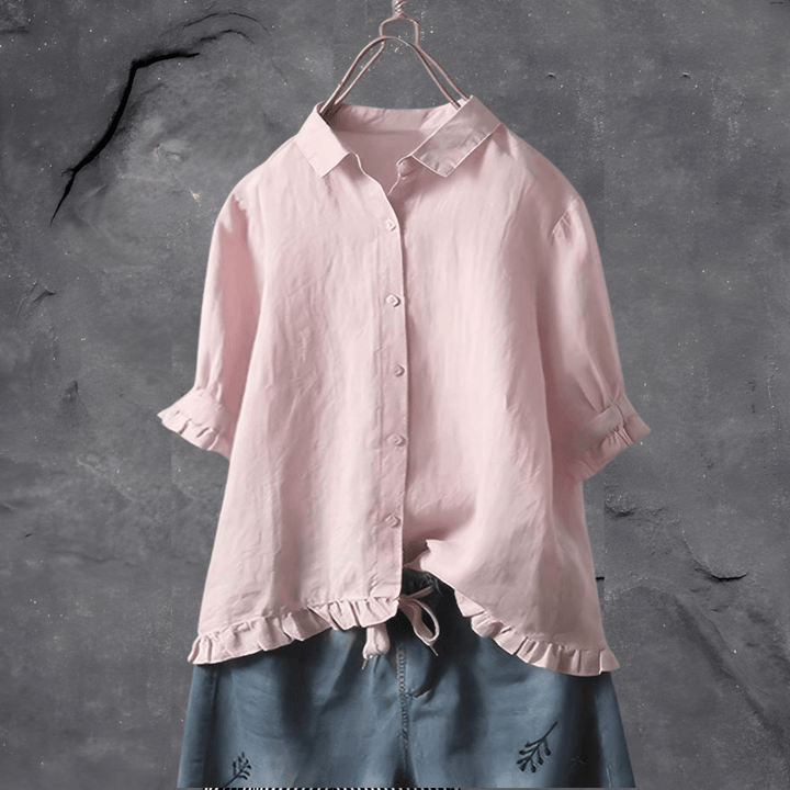 Women’s Blouse | Collared Ruffled Hem