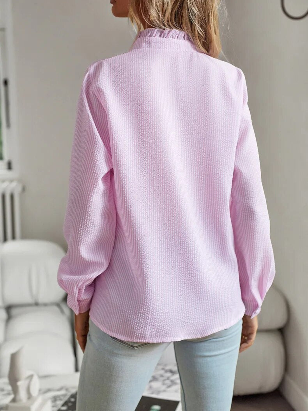 Women’s Blouse | Ruffle Front Button