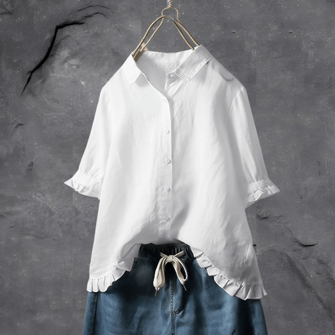 Women’s Blouse | Collared Ruffled Hem