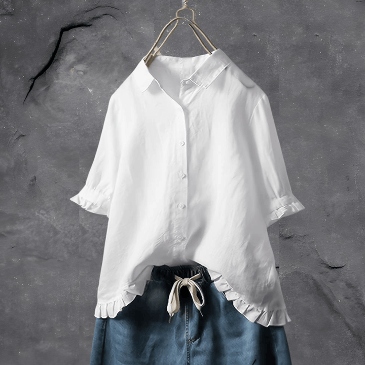 Women’s Blouse | Collared Ruffled Hem