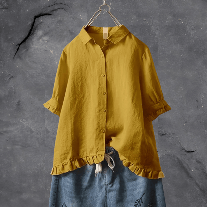 Women’s Blouse | Collared Ruffled Hem