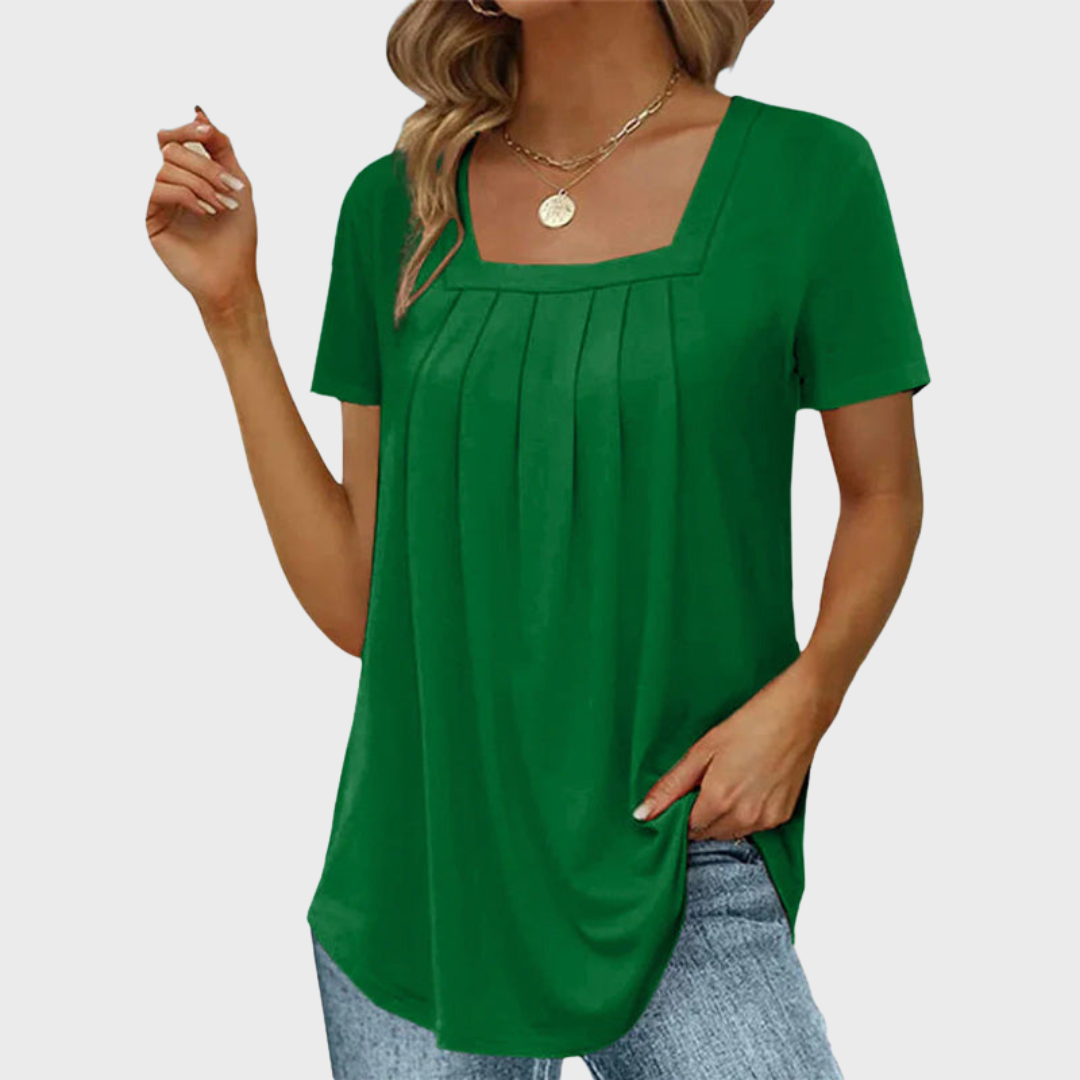 Women’s Blouse | Square Neck Pleated Front