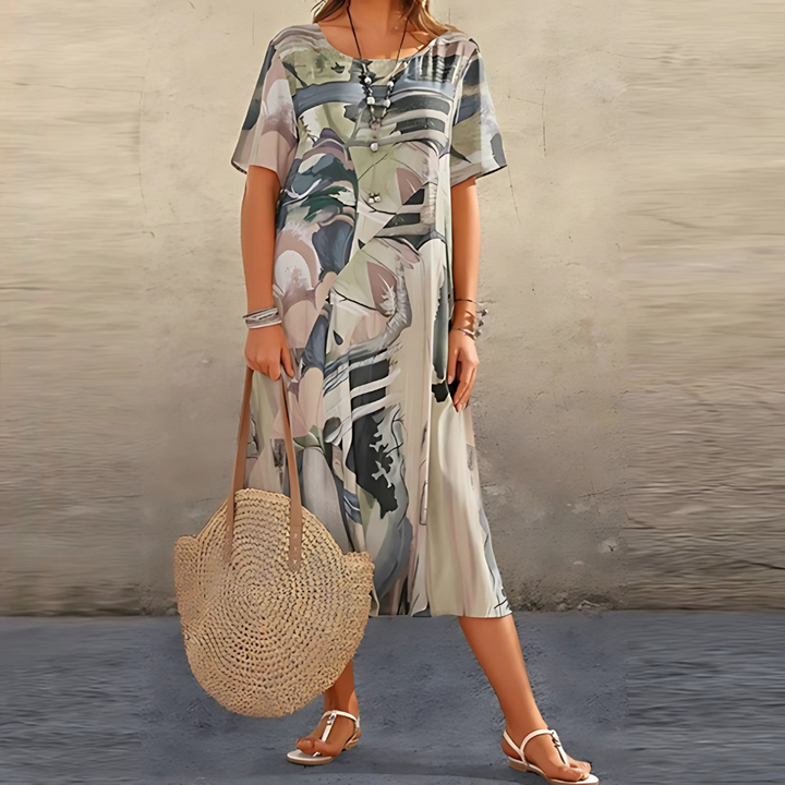 Women's Dress | Bold Abstract Pattern Midi