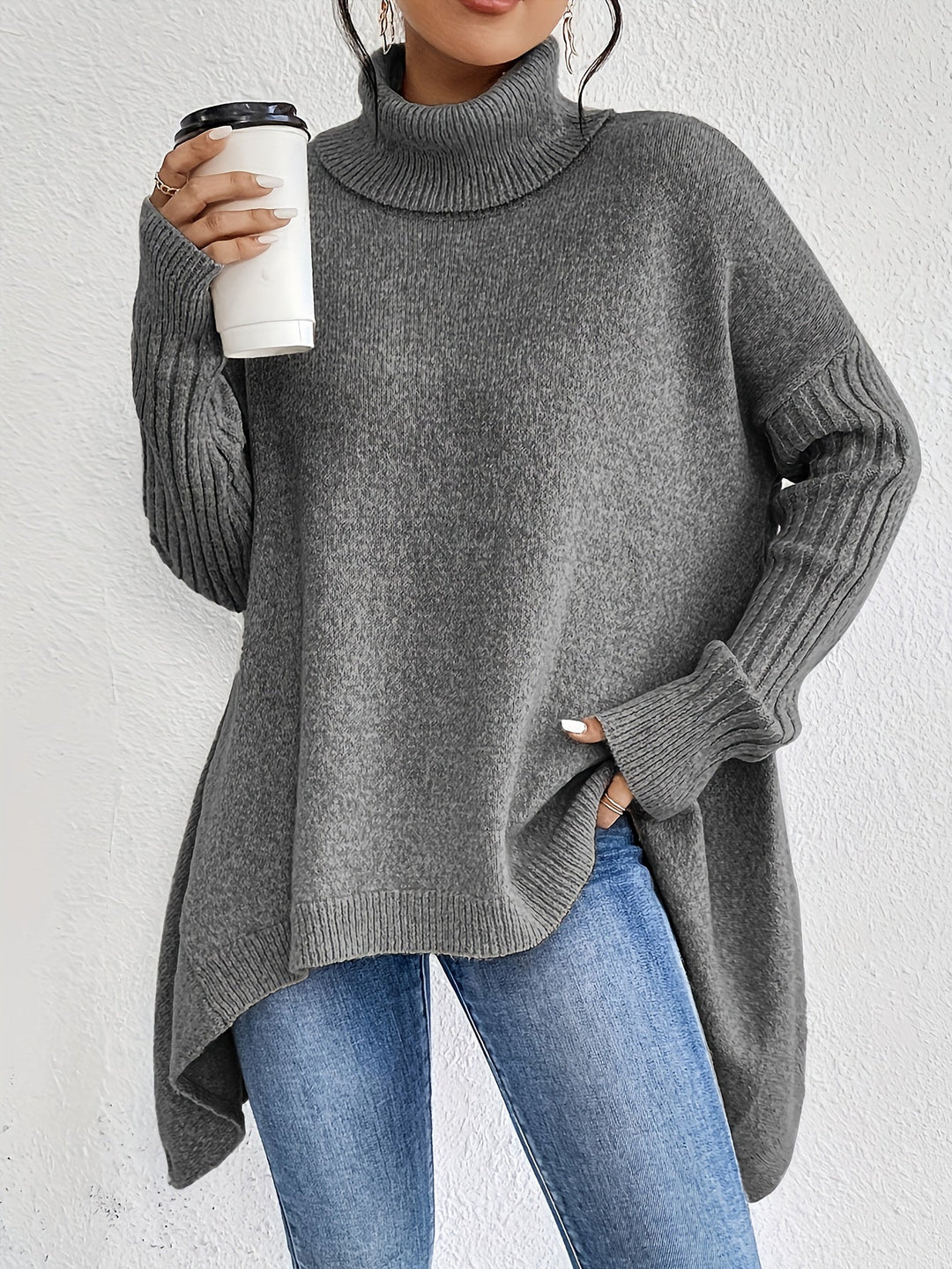 Women’s Sweater | Turtleneck Asymmetric Knit