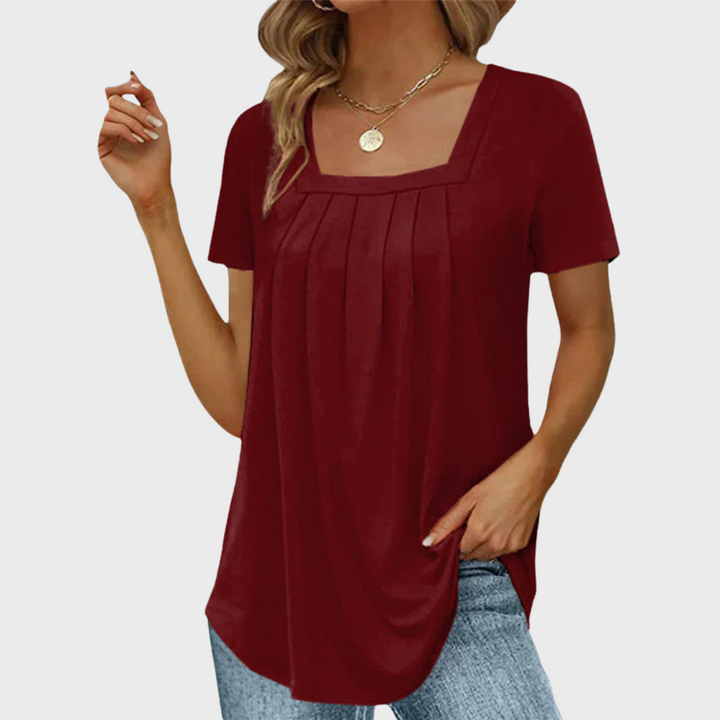 Women’s Blouse | Square Neck Pleated Front