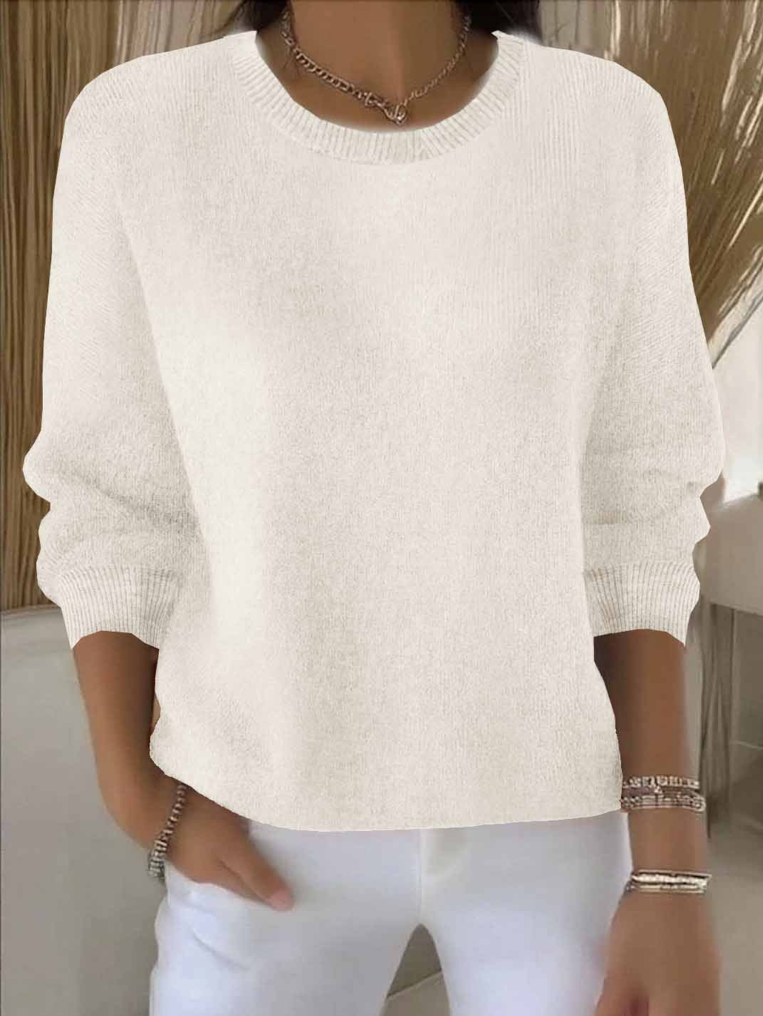 Women’s Sweater | Round Neck Ribbed Cuff