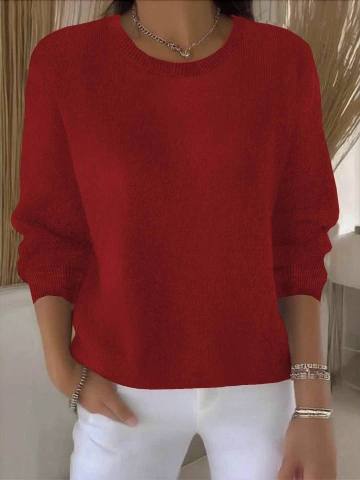 Women’s Sweater | Round Neck Ribbed Cuff