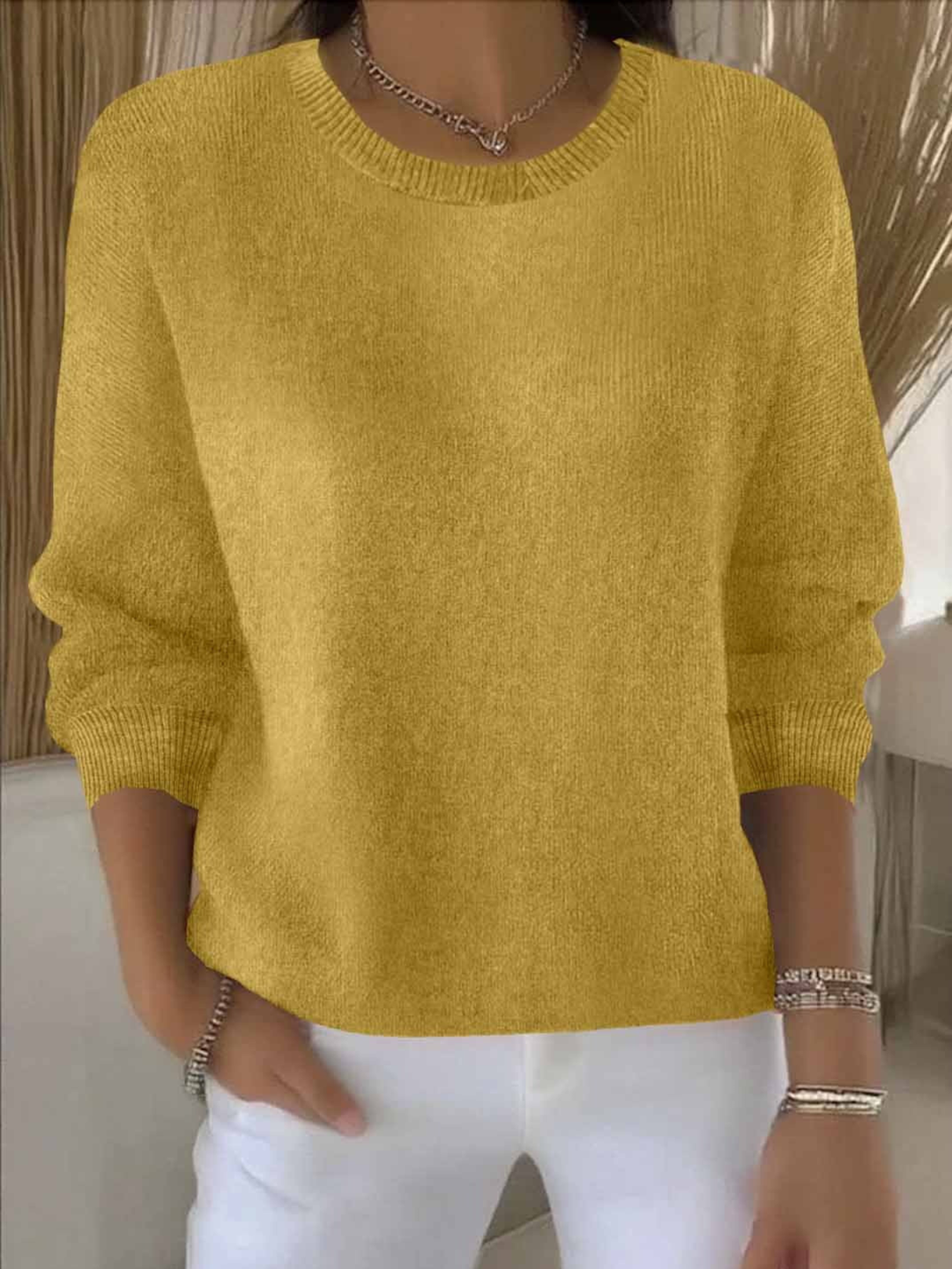 Women’s Sweater | Round Neck Ribbed Cuff
