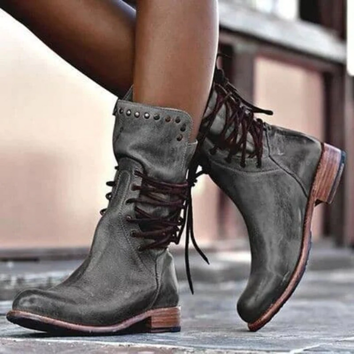 Boots For Women | Ankle Lace Up With Low Block Heel
