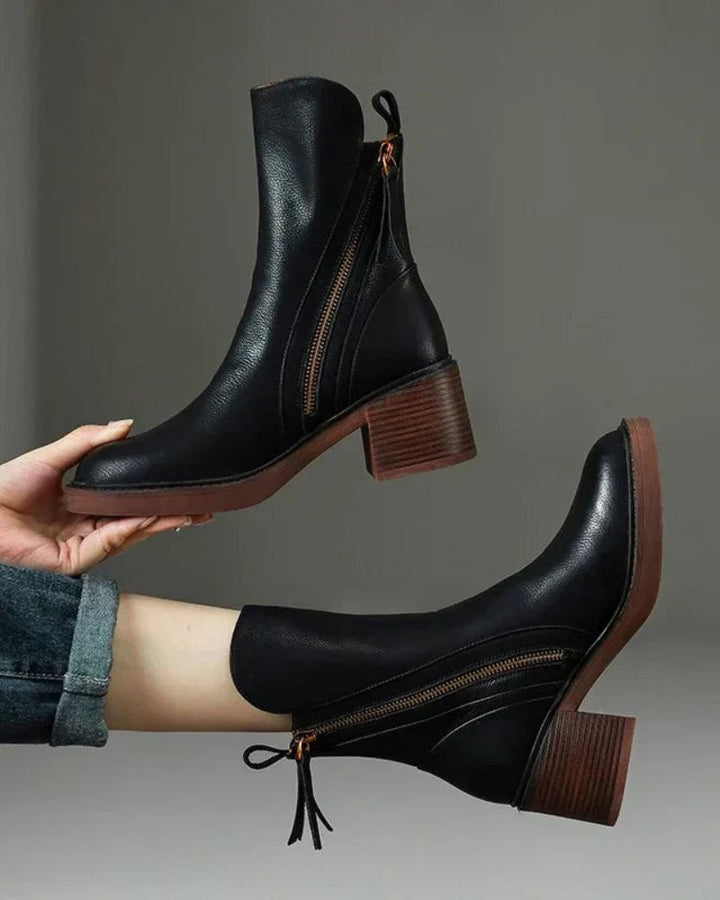 Boots For Women | Ankle Boots With Side Zipper And Block Heel