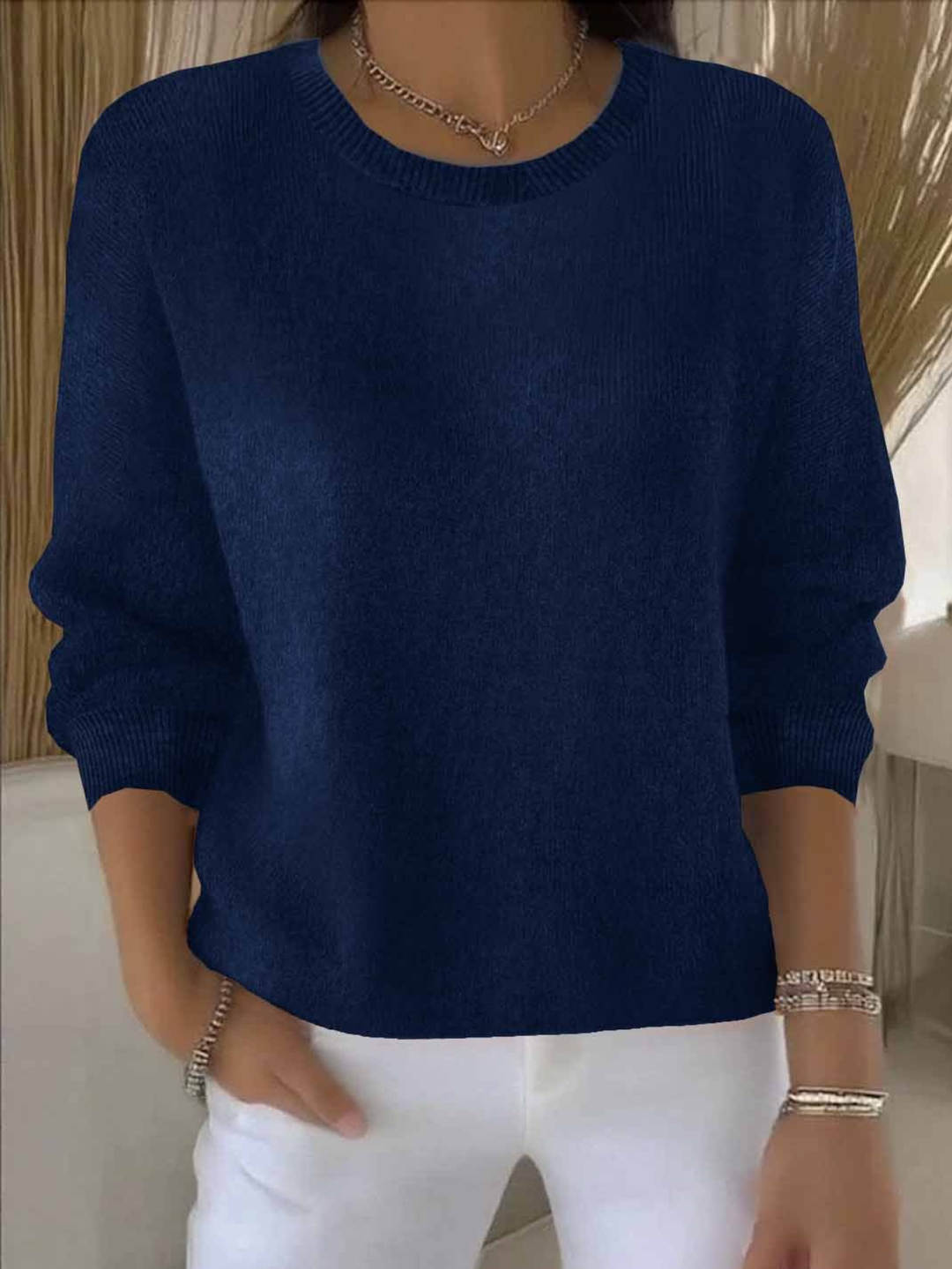 Women’s Sweater | Round Neck Ribbed Cuff