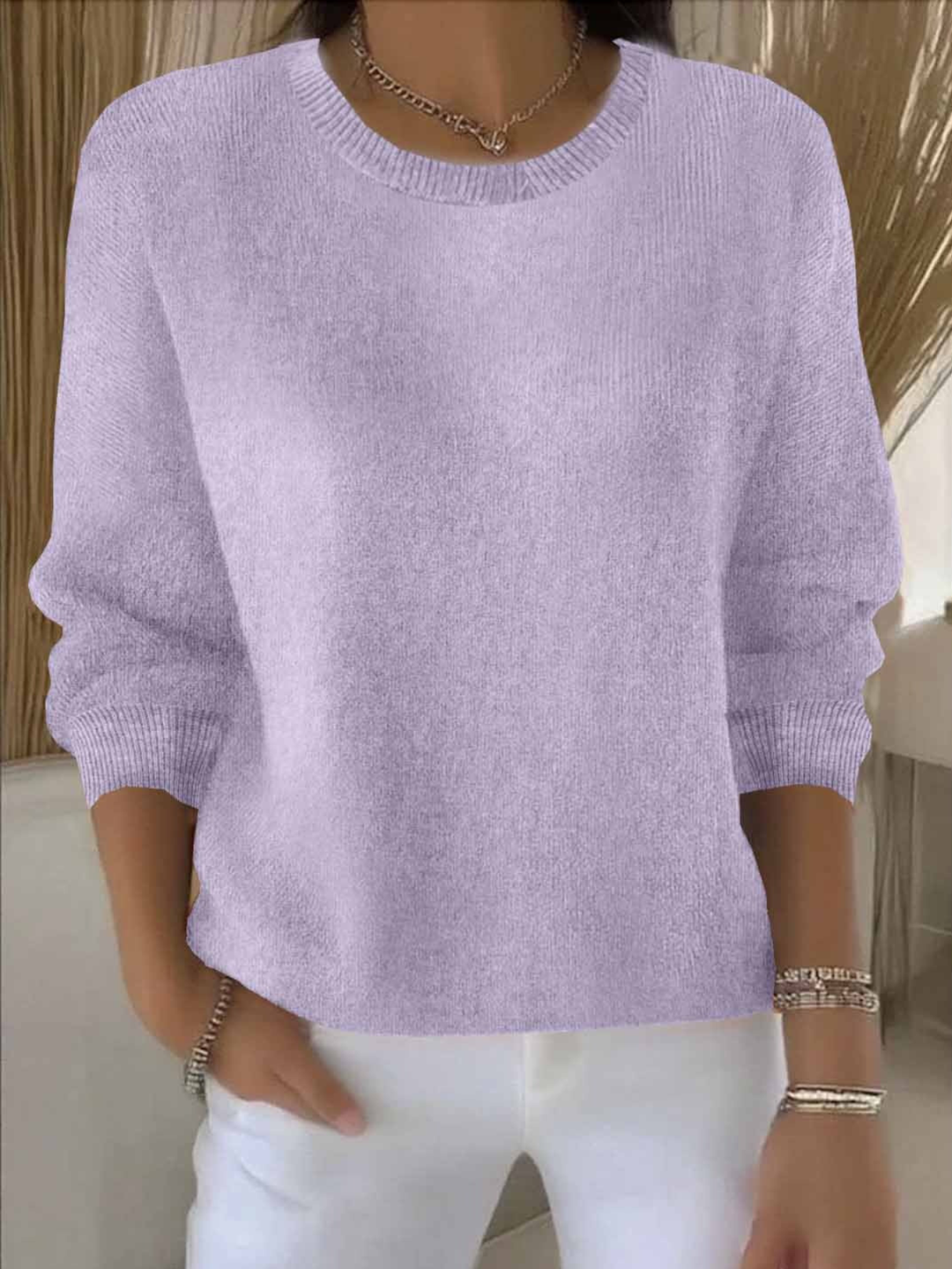 Women’s Sweater | Round Neck Ribbed Cuff
