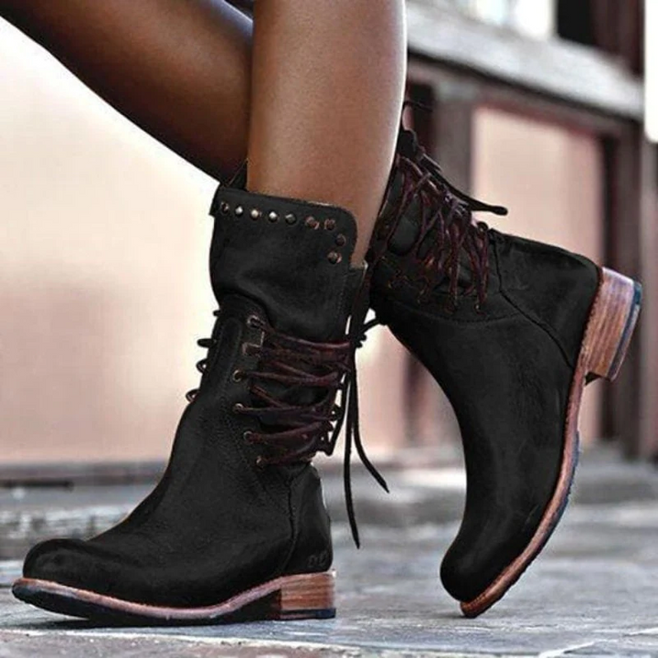 Boots For Women | Ankle Lace Up With Low Block Heel