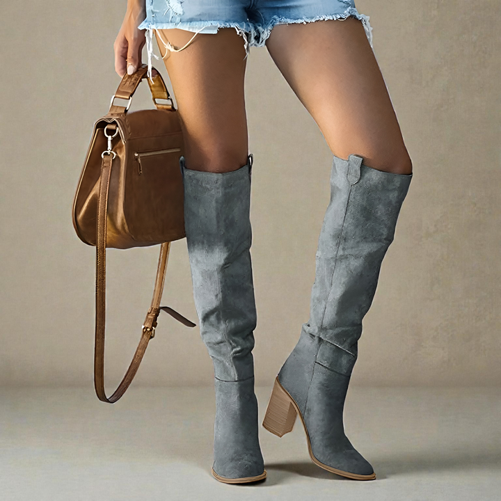 Boots For Women | Knee High Block Heel With Closed Toe