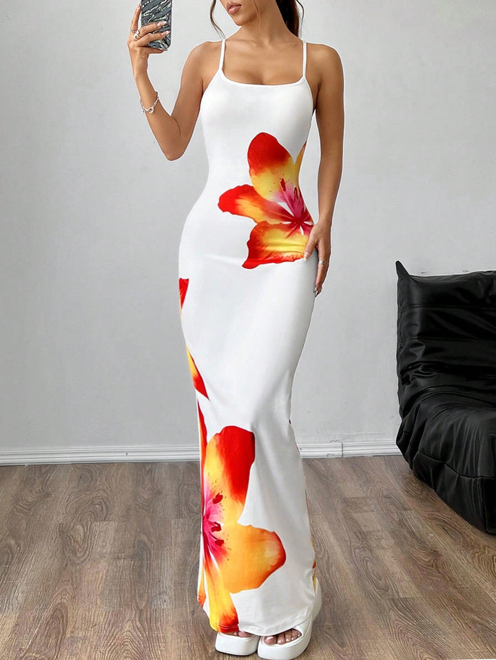 Women's Floral Maxi Dress | Spaghetti Strap