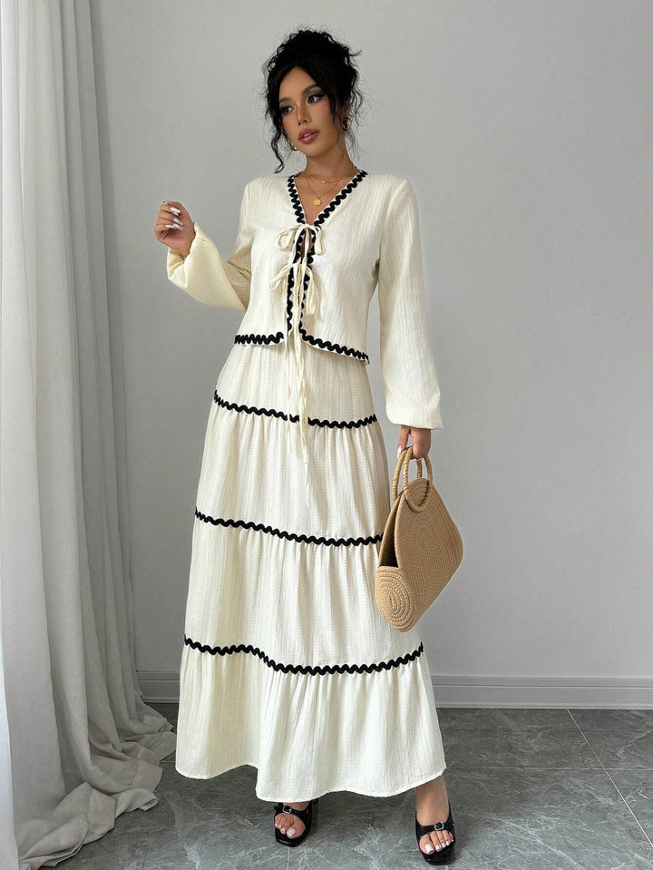 Women's Two-Piece Set | V-Neck Ruffled