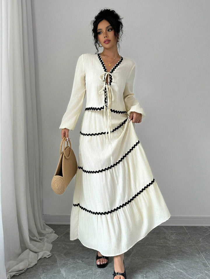 Women's Two-Piece Set | V-Neck Ruffled