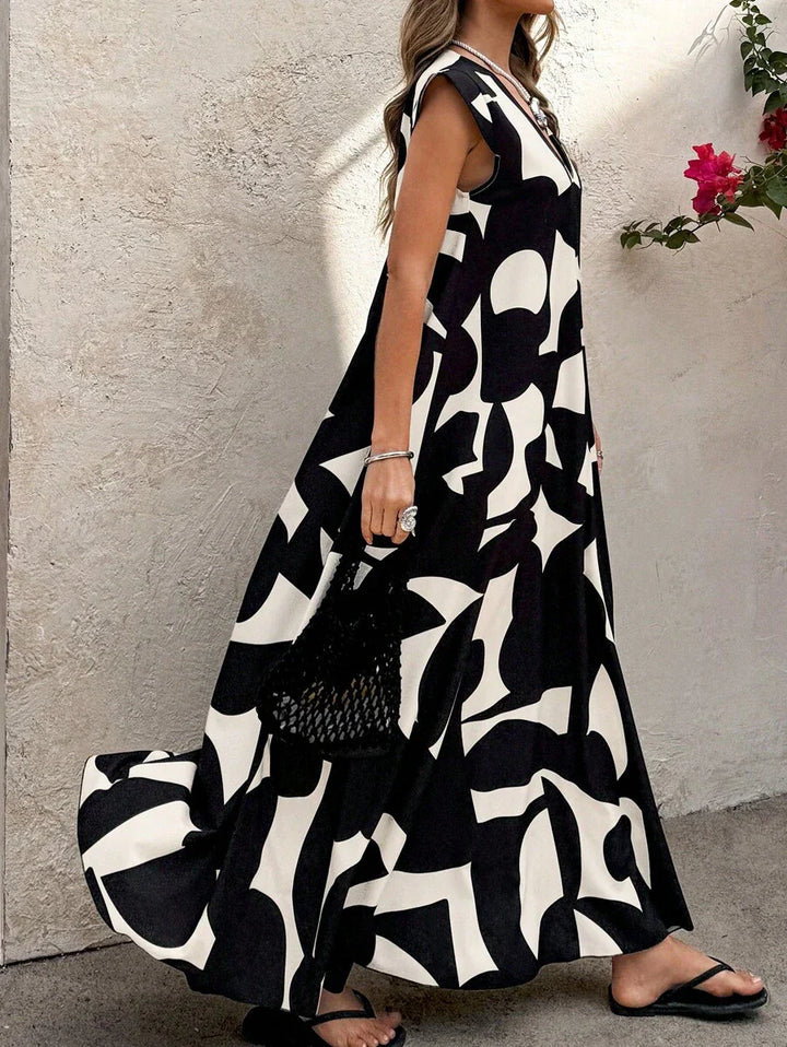 Women's Black Maxi Sundress | V-Neck