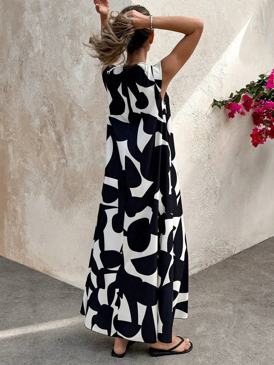 Women's Black Maxi Sundress | V-Neck