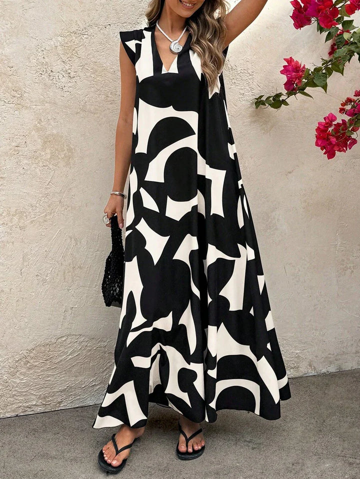 Women's Black Maxi Sundress | V-Neck