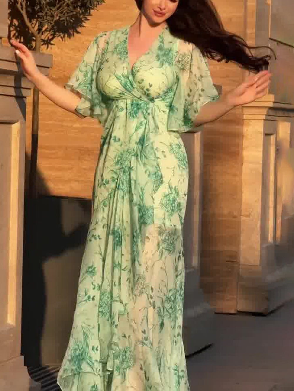 Women’s Dress | Retro Floral Wrap Maxi