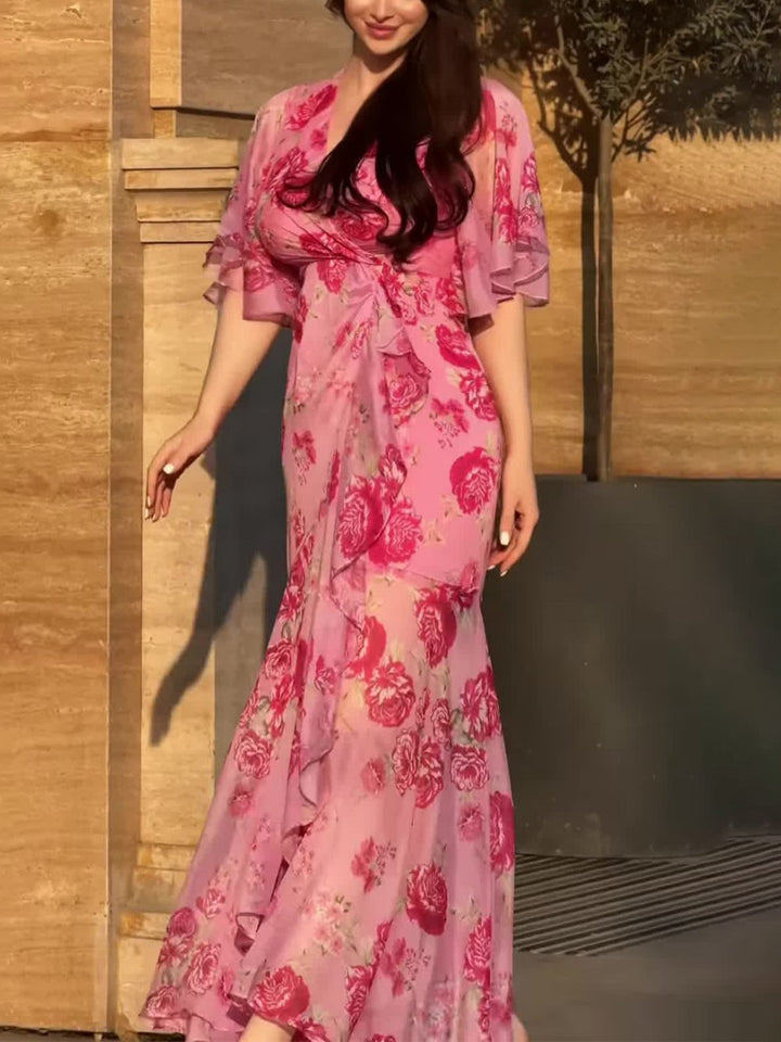 Women’s Dress | Retro Floral Wrap Maxi