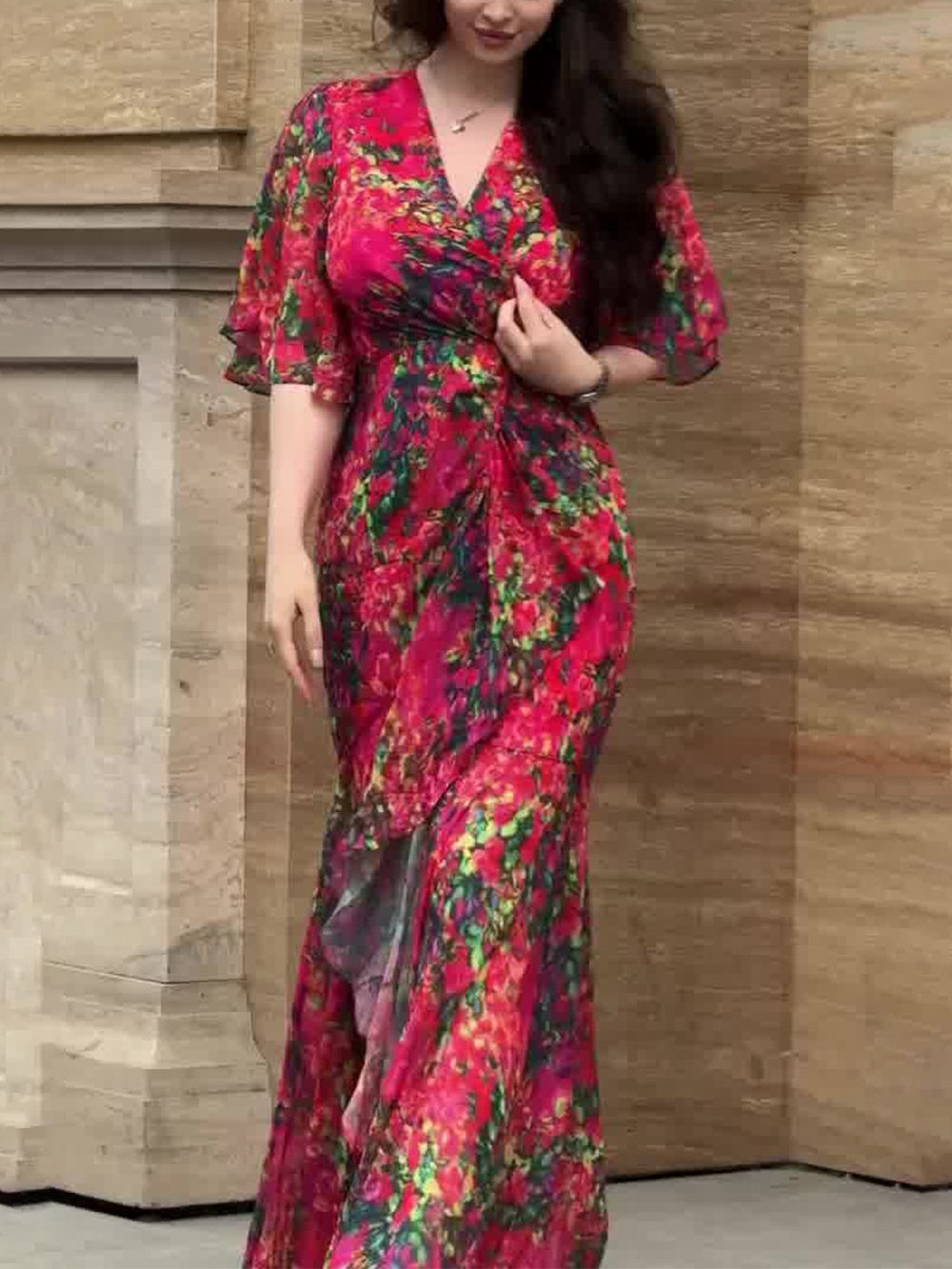 Women’s Dress | Retro Floral Wrap Maxi