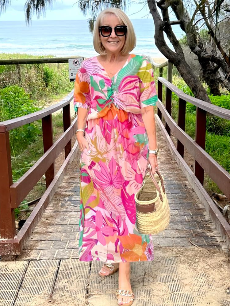 Women's Boho Maxi Dress | V-Neck Smocked