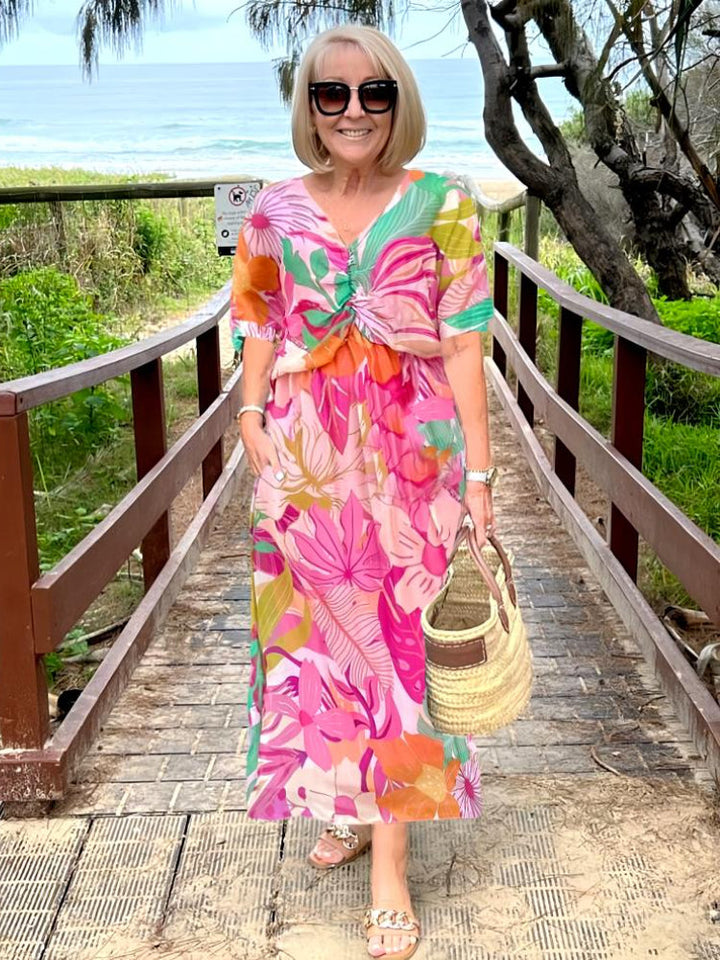 Women's Boho Maxi Dress | V-Neck Smocked