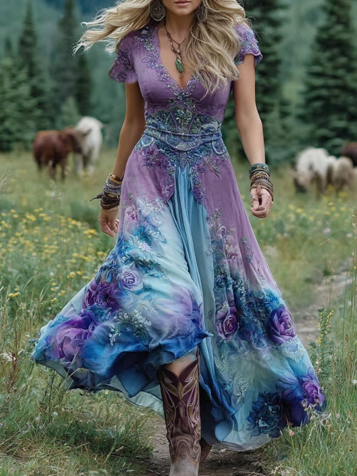 Women's Boho Maxi Dress | Floral Printed
