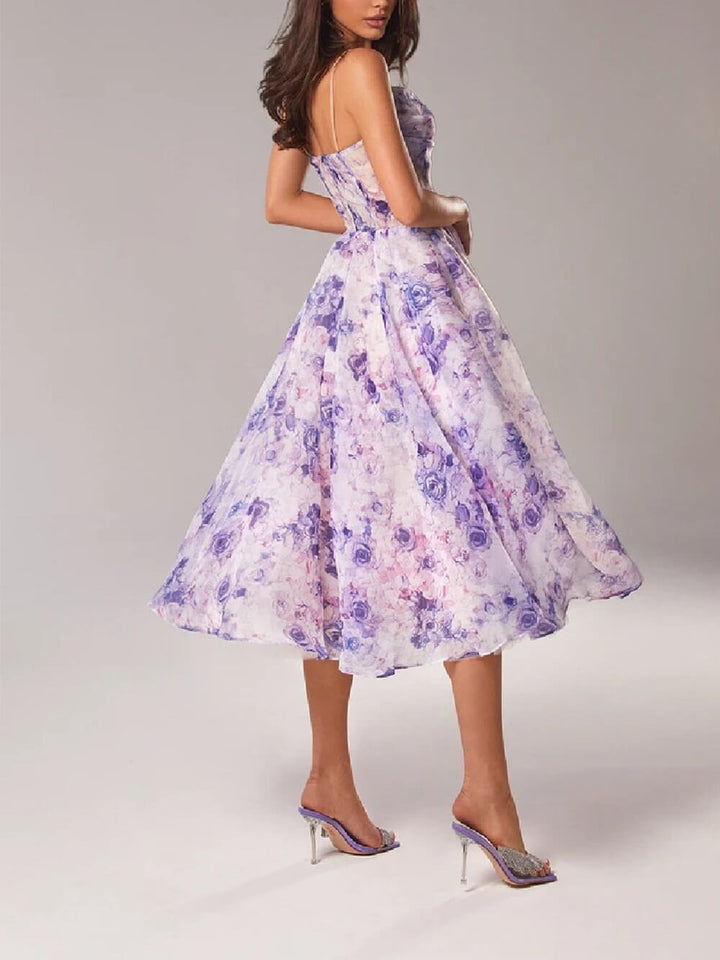 Women's Boho Midi Dress | Spaghetti Strap A-Line